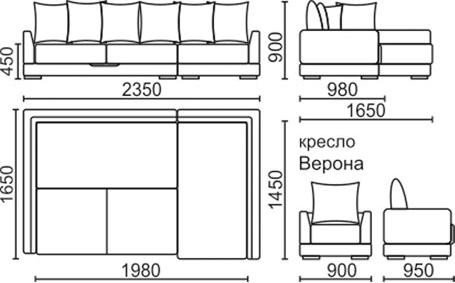 Диван угловой Верона 2