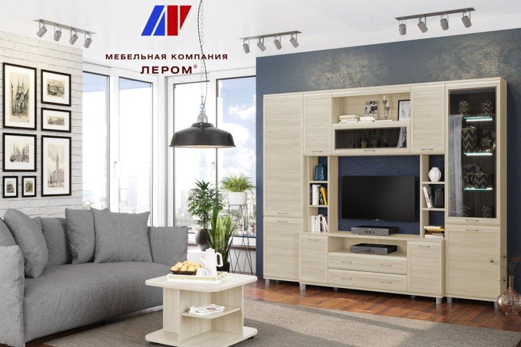 Модульная гостиная Мелисса 2 ясень асахи